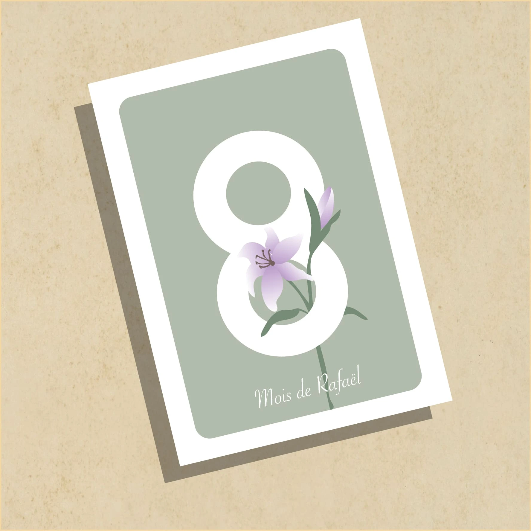 carte étapes du mois 8 avec une fleur