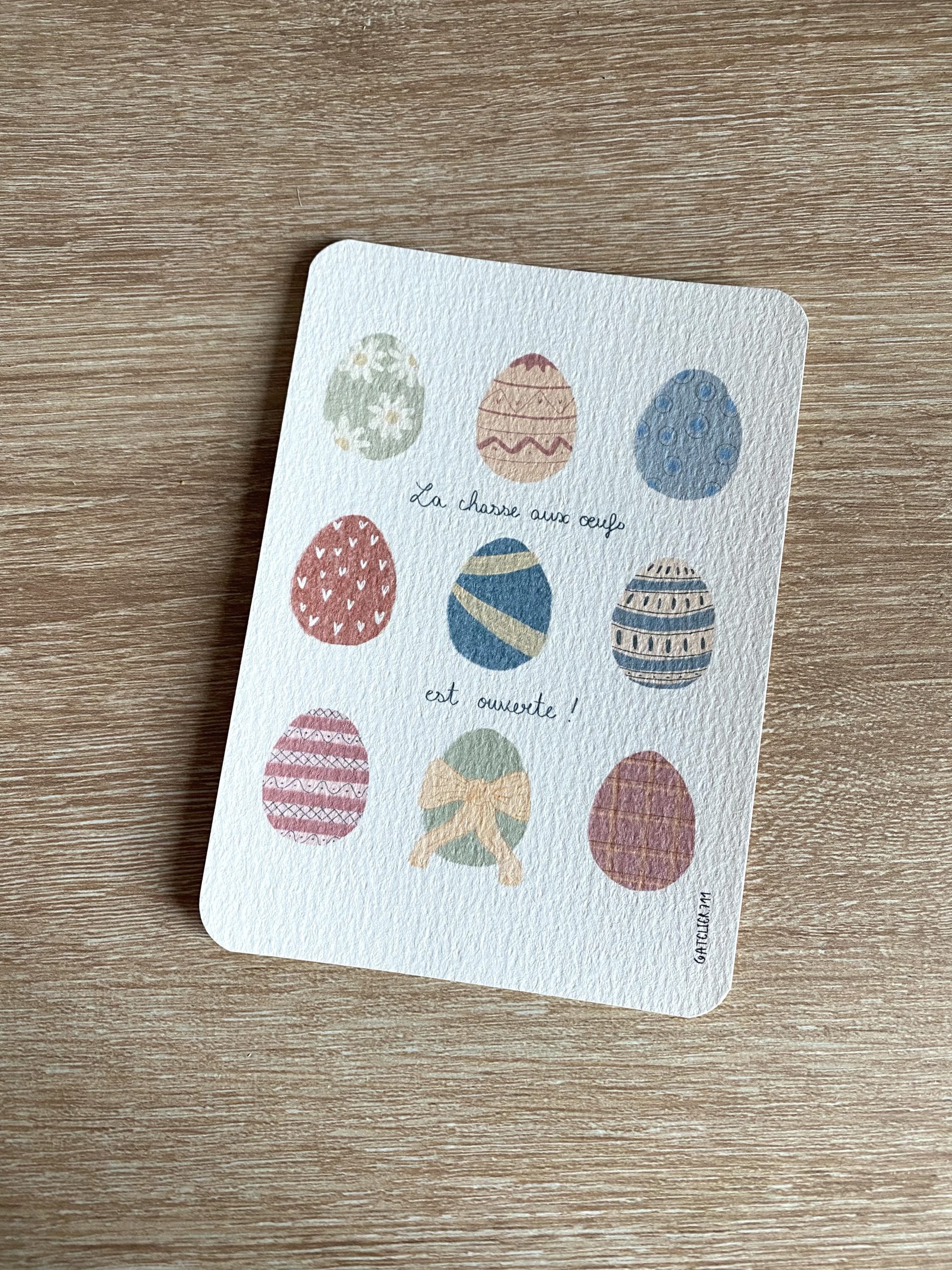 Carte pâques "la chasse aux oeufs"